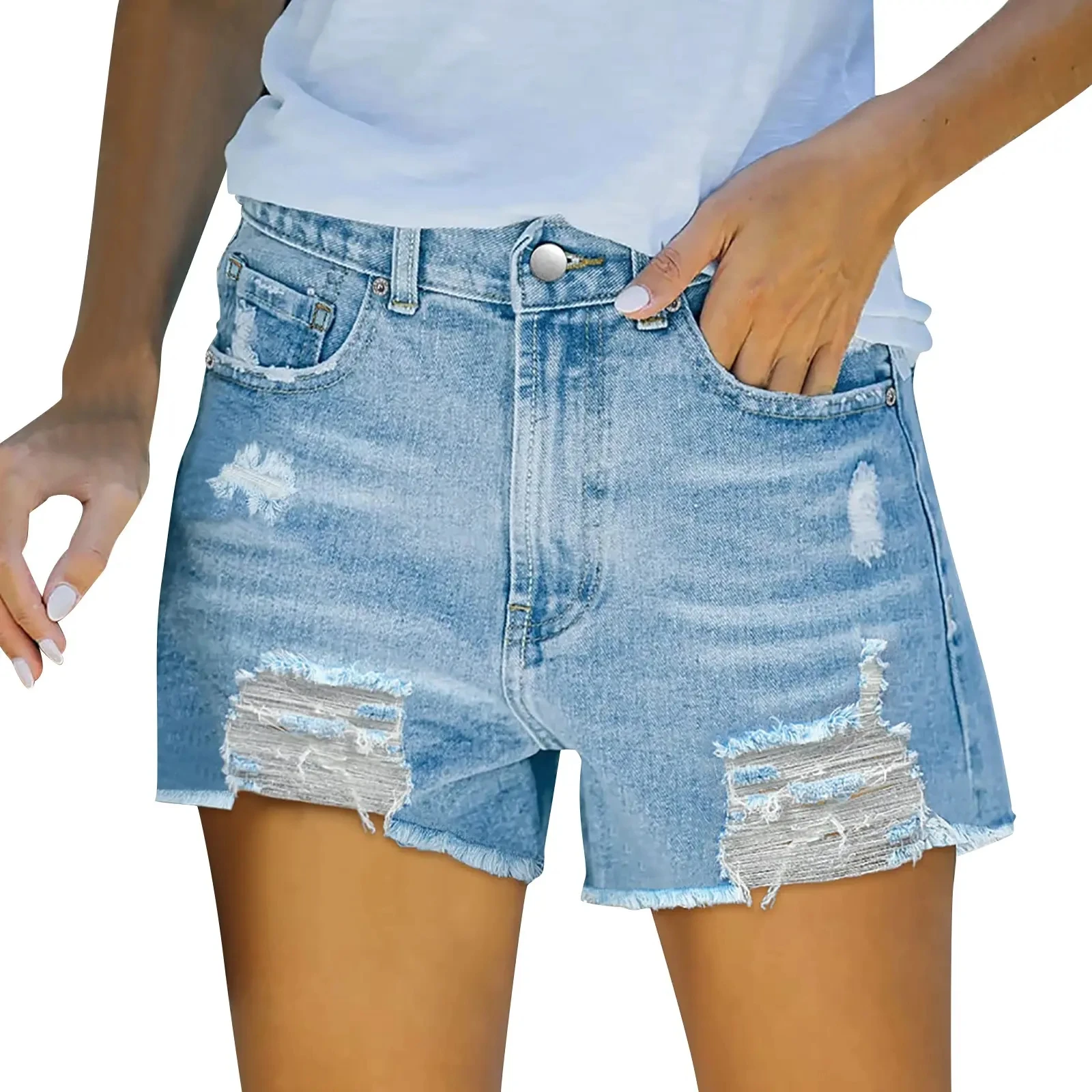 Women Denim Pants Wholesale Fashion Classical Denim Shorts Women Pull on Short Jeans