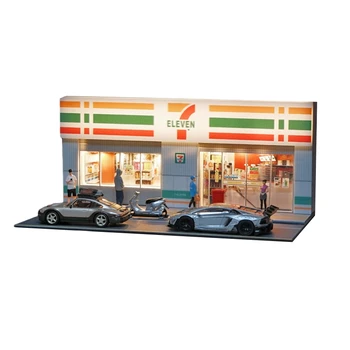 1:64 Diorama Car Garage Miniature Scene Figure Dolls City Streetscape Model Suitable for Hot Wheels 1/64 JKM CCA Collection Gift