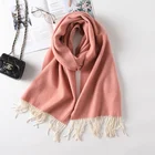 Shawl Scarf Shawls Fashion Lady Warm Long Pure Color Shawl 100% Cashmere Collection Wool Solid Plaid Winter Scarf Womens