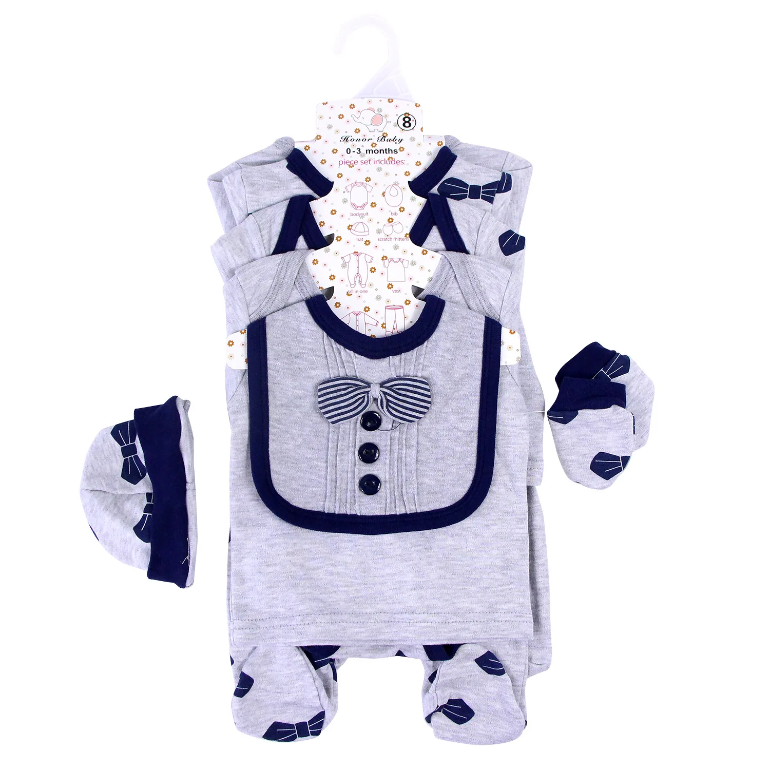 Summer hot sell organic cotton baby clothes romper newborn baby clothes sets in 8 pcs