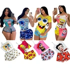 Designer Pajamas 2 Piece HJ ZSW01 43%off Summer 2021 Tank Top Custom Cartoon Sleep Wear 2 Piece Short Pajama Set