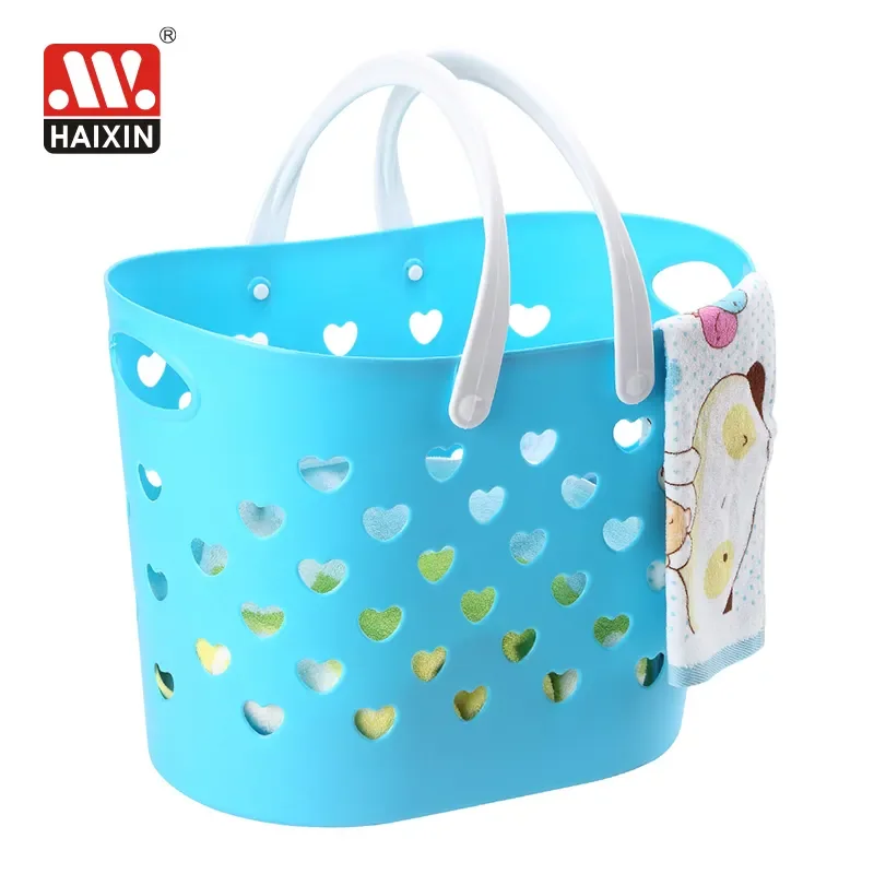 30L China Wholesale Home Colorful Collapsible Dirty Clothes Storage Plastic PE Laundry Baskets With Handle