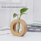 Wooden Flower Pot Decoration Glass Vase Wooden Stand Flower Pot Hydroponic Plant Home Garden Decoration
