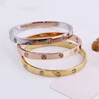 Bangle Stainless Steel Fine Jewelry Bangle Zircon Inlay 18K Gold Bangle Bracelet Women