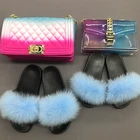 Handbags Fur Slides Handbag Sets Purse Furry Luxury 4pcs Mommy And Me Kids Handbags Purse Sets With Fur Slides