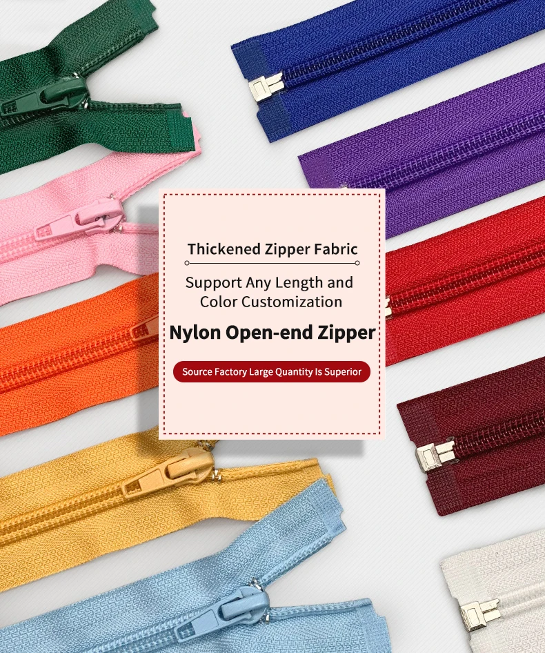 Custom Size High Quality Nylon Zipper Open End Nylon Zipper For Garment