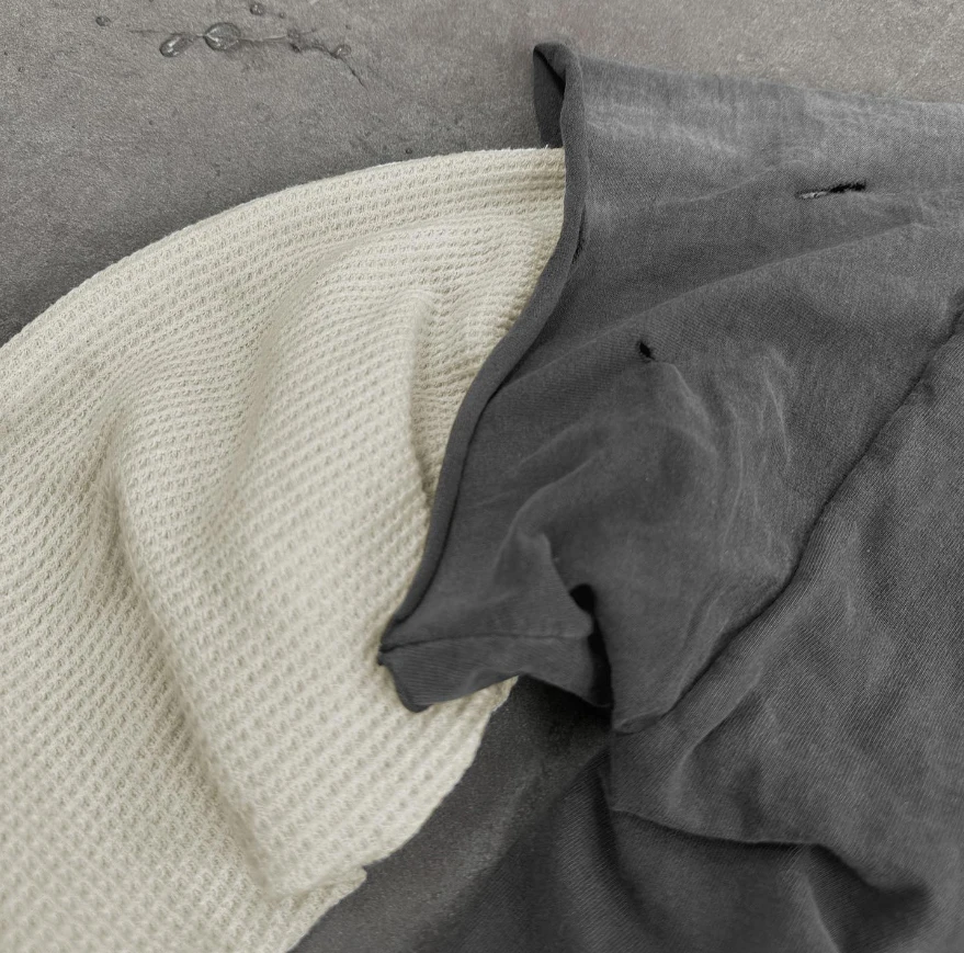 Custom Men Screen Printing Raw Hem Vintage Distressed Acid Washed Graphic Tees t Shirt Double Layer Long Sleeve T-shirt factory