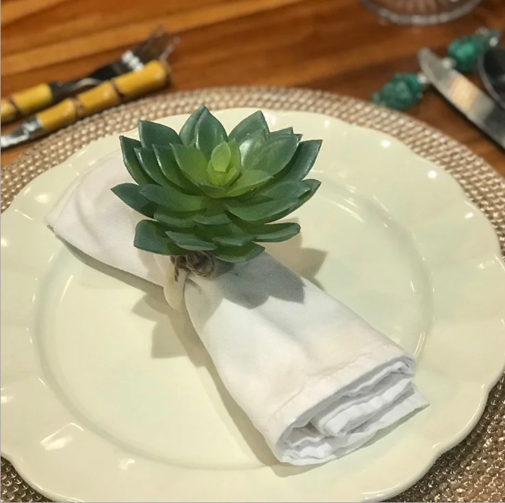 Decorative Succulent Plants Napkin Rings wedding centerpieces for Wedding Hotel Dining Table Decorations