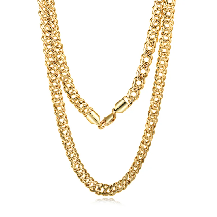 6mm Cuban Link Chain For Men Necklace Hip Hop Gold Color Male Hippie Streetwear Jewelry