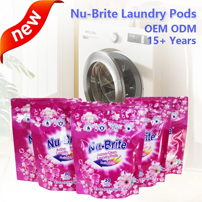 Nu Brite Laundry Detergent Disposable Floral Jasmine Scented Gel Pods Washing Beads Pods details