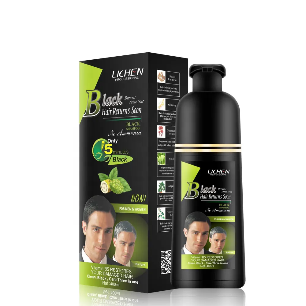 Lichen Professional Black And Brown Hair Color Shampoo With Customized  Label For Both Men And Women Easy And Fast Coloring - Buy Magic Black Hair  Shampoo,Black Darkening Hair Shampoo,Shampoo For Asian Hair