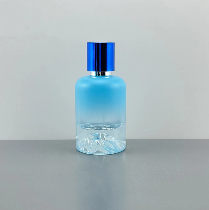 product 30ml 50ml 100ml iceberg thick bottom perfume bottle cylinder blue volcanic bottle bottom empty bottle with uv blue cap-29