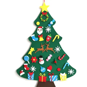 DIY Children Christmas Hanging Ornaments Santa Claus Home Decoration Felt Christmas Tree With Magic Sticker