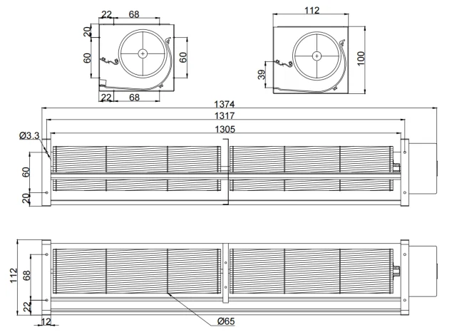 Tangential Fan, 24V, 65mm, Aluminum, HVAC - detail 8