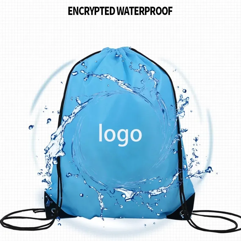 Custom  Polyester Draw String Custom Sports Backpack Gym Bag Waterproof Logo Promotional Fitness Drawstring Bags