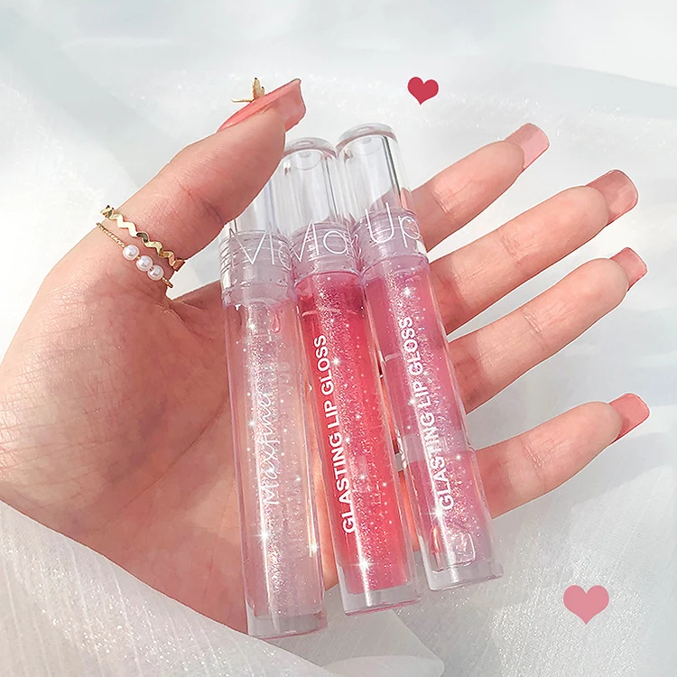 Silicone Brush Lip Gloss Transparent in Stock Supply Fancy 3.2ML Round Clear Lip Glaze 4 Colors Waterproof Common Life Makeup