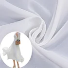 Plain High Quality White 75D Plain Chiffon Fabric With Spandex
