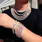 Hip 9mm Ice Out Miami Cuban Chain Hip Hop Necklace High Quality Full Diamond Hiphop Chain Necklace Bracelet