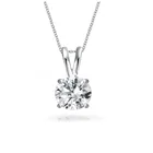 Sterling Solitaire Pendant Necklace Women Sterling Silver Cubic Zirconia Round Cut Diamond Solitaire Necklace Pendant