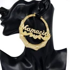 Hoop Earrings Earrings Bamboo Earrings Custom Name Bamboo Hoop Earrings For Women
