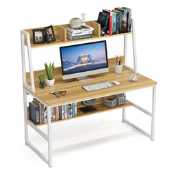 Tribesigns high quality 47 inch computer gaming desk students study writing table with storage bookshelf school furniture