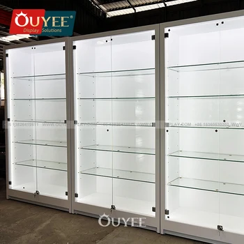 Factory Direct Sale Mobile Phone Shop Decoration Glass Showcase Mobile Shop Counter Design Cell Phone Display Glass Cabinet