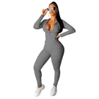 Hoodie And Bodycon Solid Hoodie Long Sleeve Jacket And Long Legging Sweatsuit 2 Pieces Outfits Women