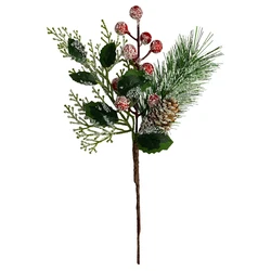 Christmas red berry Bouquet Artificial Christmas Picks Assorted Red Berry Picks Stems Faux Pine Picks Spray with Pinecones