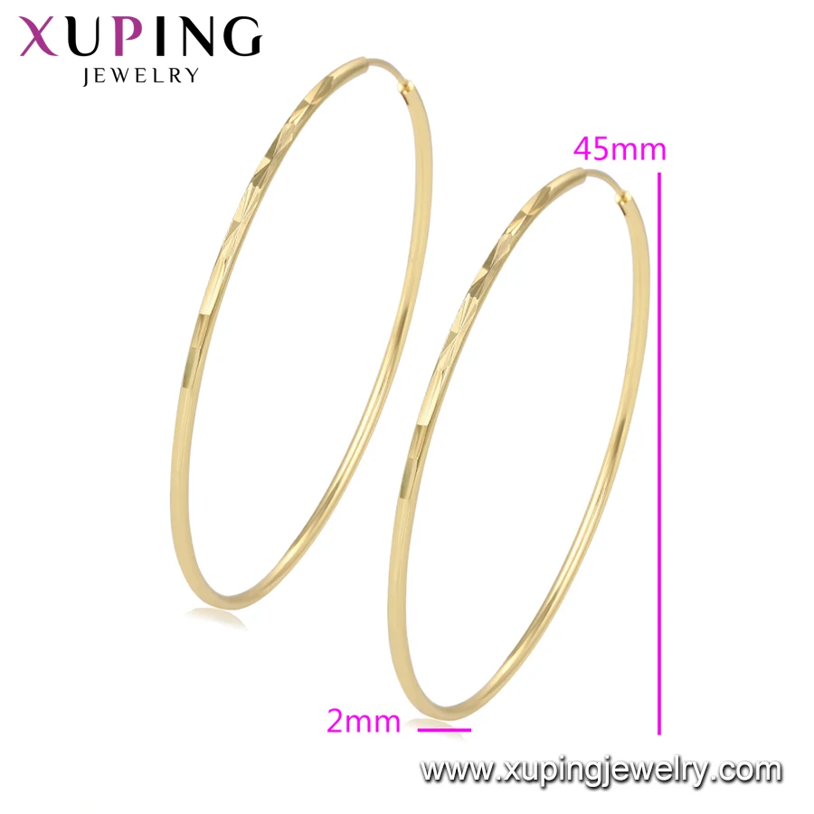 99377 xuping fashion gold plated earrings wholesale lady big round hoop earrings