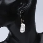Hoop Earring Earrings 17-18mm Natural Real Freshwater Baroque Pearl Hoop Earring Earrings