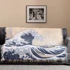 Best Sell Wholesale Bohemian Style Eco-friendly Wave Pattern Household Cotton And Linen Tassels Blankets