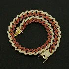 Diamonds Bling Cz Geometric Square Cuban Chain Necklace With Colored Diamonds Men Cuban Necklace