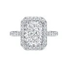 White Gold Whitewhite White DEF Radiant Cut Moissanite 18K White Gold Ring Jewelry