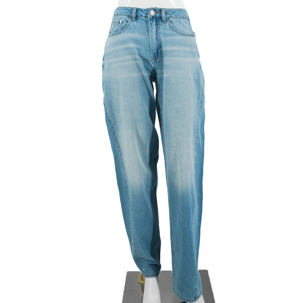 Custom High Waist Loose Acid Wash Vintage Wide Legged Distressed Denim Pant Baggy Jean Men factory