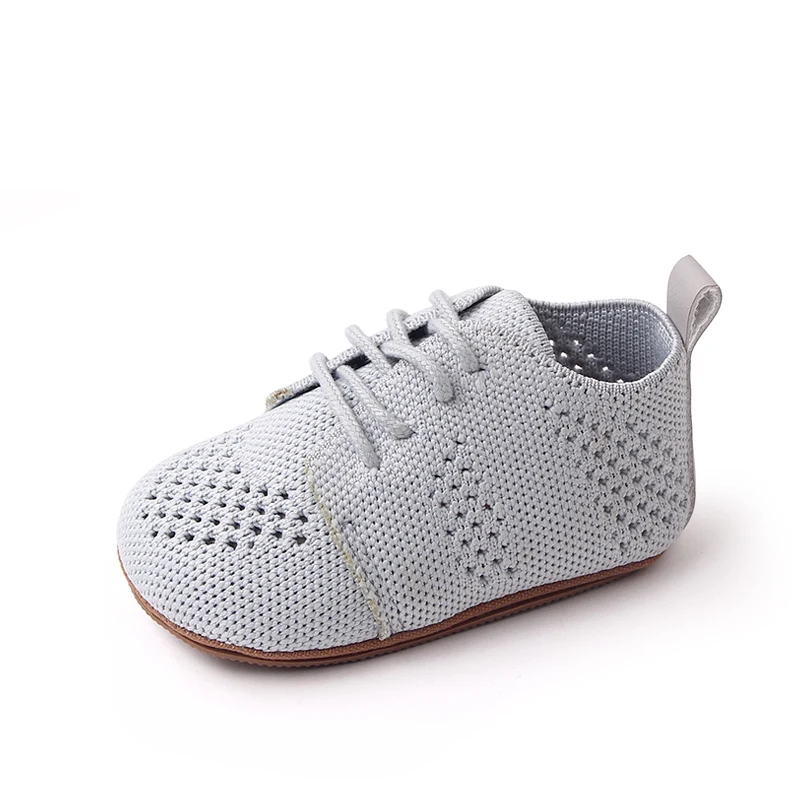 Spring and Autumn New Knitted Mesh Breathable Front Lace-up Soft Soled Baby Walking Shoes supplier