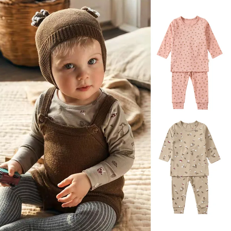 Newborn infant baby clothing outfits printing soft cotton kids clothing children's fall outfits two piece sets for babies