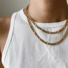 Silver Punk Woman Luxury 8mm Wide Figaro Chains Gold Silver Plated Stainless Steel Chunky Necklace In Stock