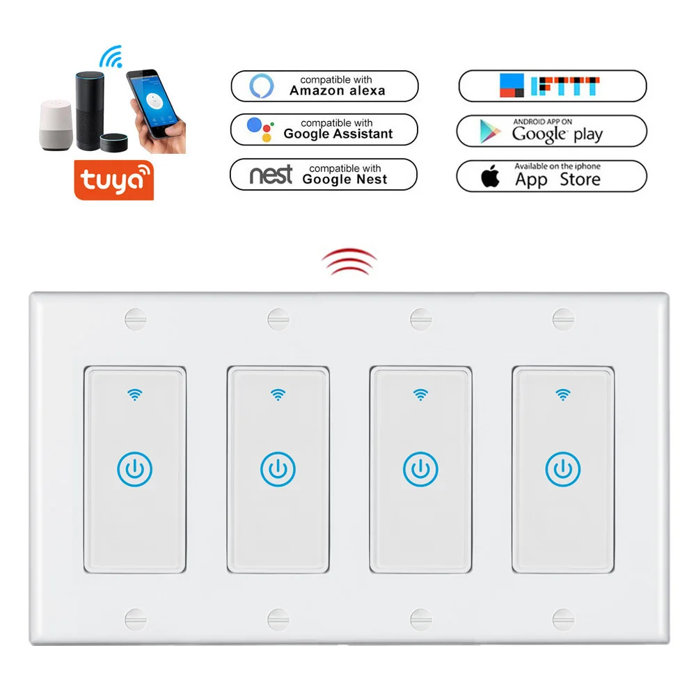 1~3 Smart Wifi Light Wall Switch Touch Remote Controller For Alexa Google Life 