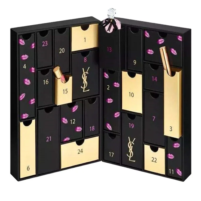 Luxury Custom Pink Christmas Empty Calendar Boxes Packaging Box For