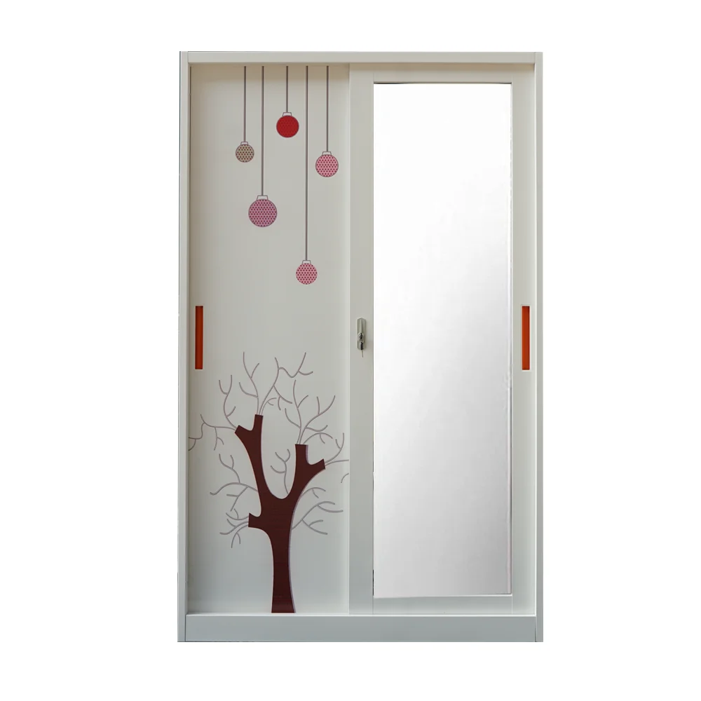 2024 New Promotion  Girl Bedroom Storage Painted Armoire Mirror Sliding Door Wardrobe Closet