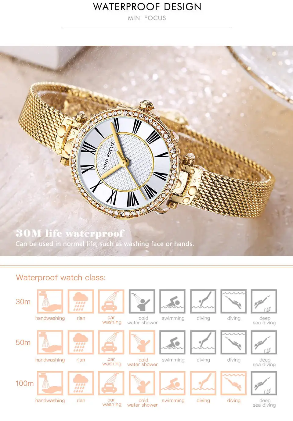 Mini Focus 0424L Minimal Women Quartz Wristwatch 3ATM Waterproof