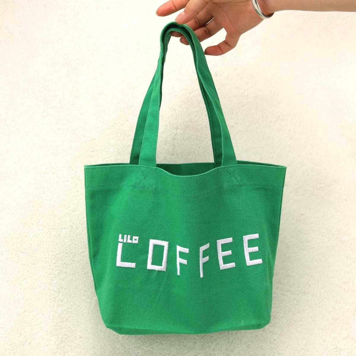 Natural Recyclable Square Bottom Canvas Handle Coffee Lunch Bag Promotion Custom Logo Printed Cotton Tote Shopping Bag