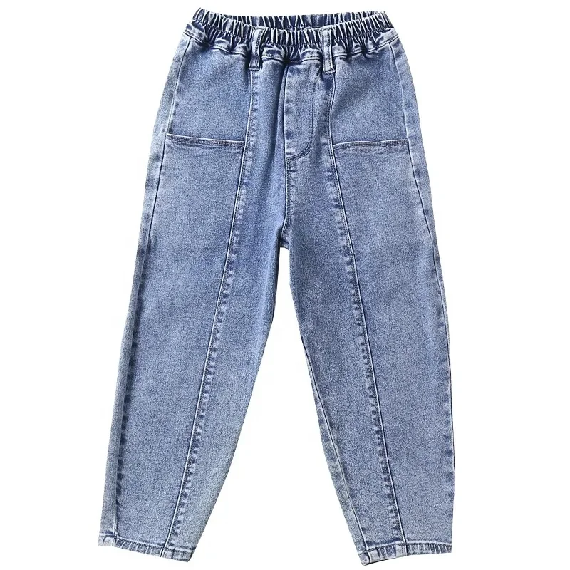 New Style Hot Selling Kids Skinny Pants Boys Elastic Waist Kids Jeans Washed Spandex Denim Boys Denim Jeans