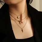 Necklace New Necklace Multi-layer Moon Stainless Steel Disc Tassel Pendant Female Necklace Jewelry Collar