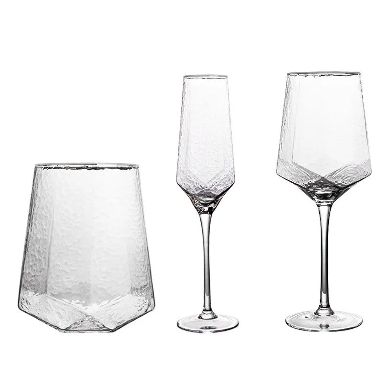 Hammer Personalized Long Stem Goblets Creative Crystal Champagne Glass Cups Slanted Red Wine Glasses