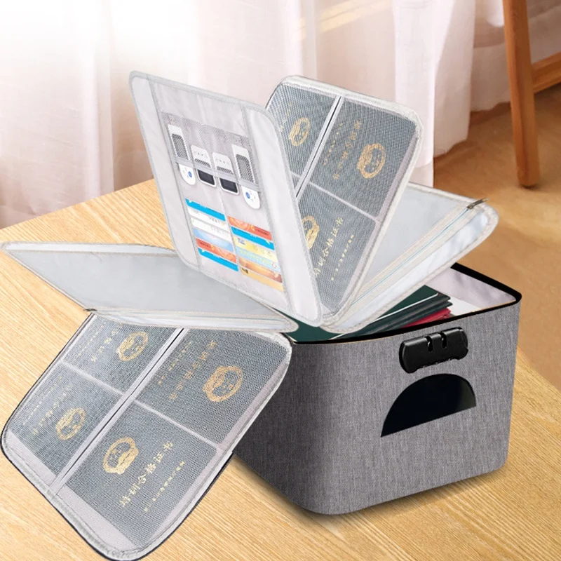 Fabric 5 Layers Compartment Bag with Zipper lock Safe Dust Water Proof Document Organizer Bag with Handle