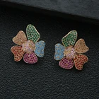 Stud Earrings Studs Women Delicate Design Flower Shape Crystal Stud Earrings Sterling Silver Earrings Studs