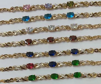 212 xuping jewelry Pop Luxury Colored Diamond Crystal Zircon 18K Gold Plated 24K Gold Plated Bracelet