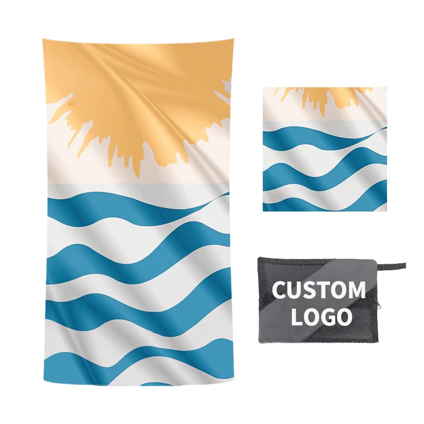 High Quality Personalized Wholesale Free Sample Large Microfiber Customized Cotton Beach Towel With Logo