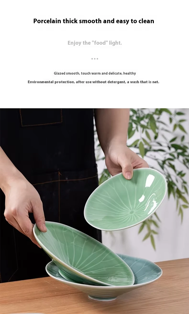 product hot sell modern design large soup noodle bowl celadon household ceramic conical tableware ceramic bowl for hotels-11